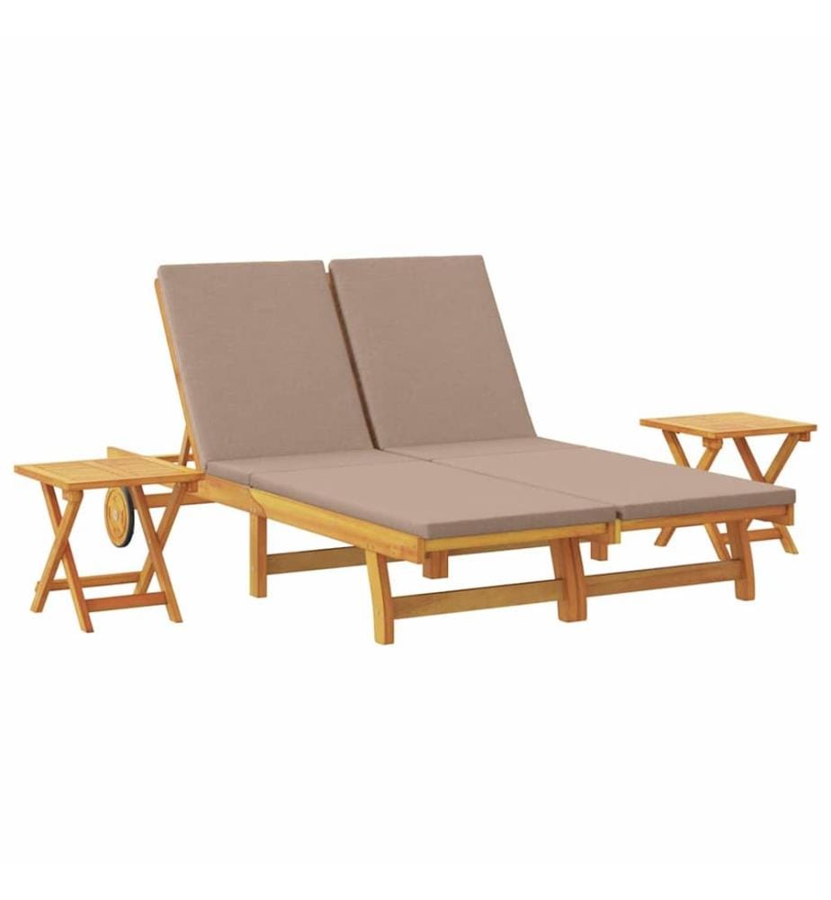 vidaXL Transat avec coussin Taupe Bois d'Acacia Massif