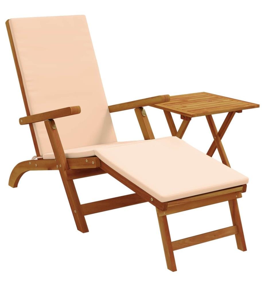 vidaXL Reclining and Folding Sunlounger 2 pcs Beige Massivholz Akazie