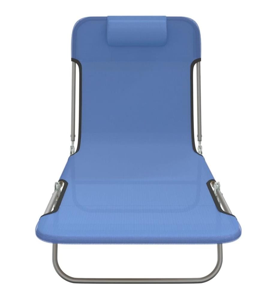 vidaXL Sonnenliegen Klappbar 2 Stk. Blau Textilene und Stahl
