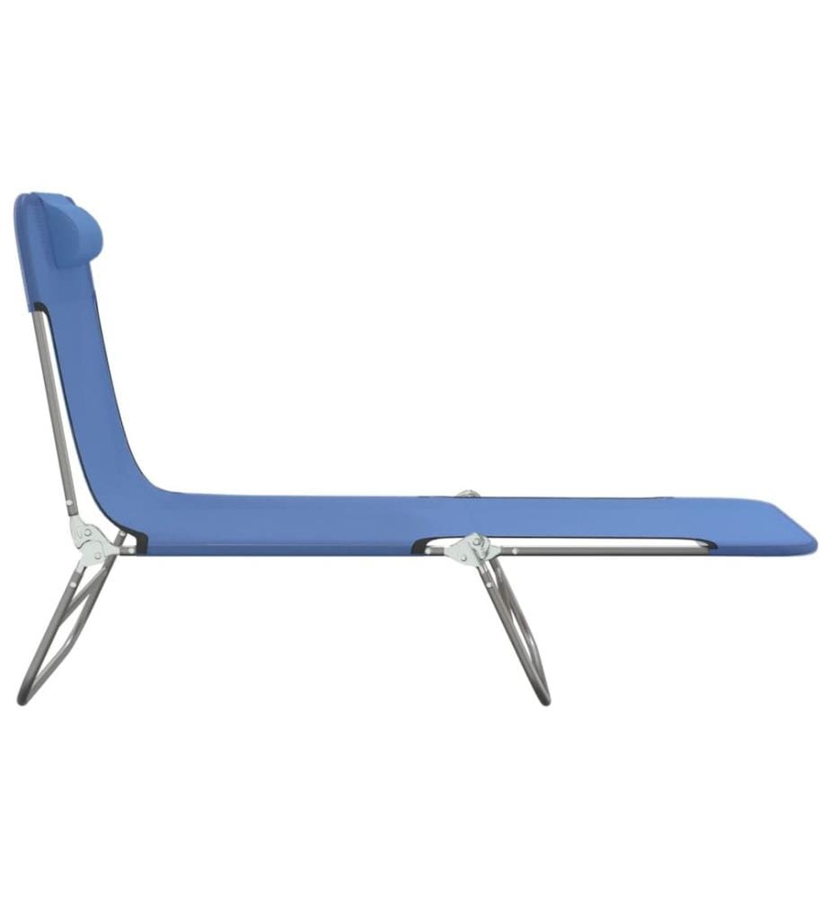 vidaXL Sonnenliegen Klappbar 2 Stk. Blau Textilene und Stahl