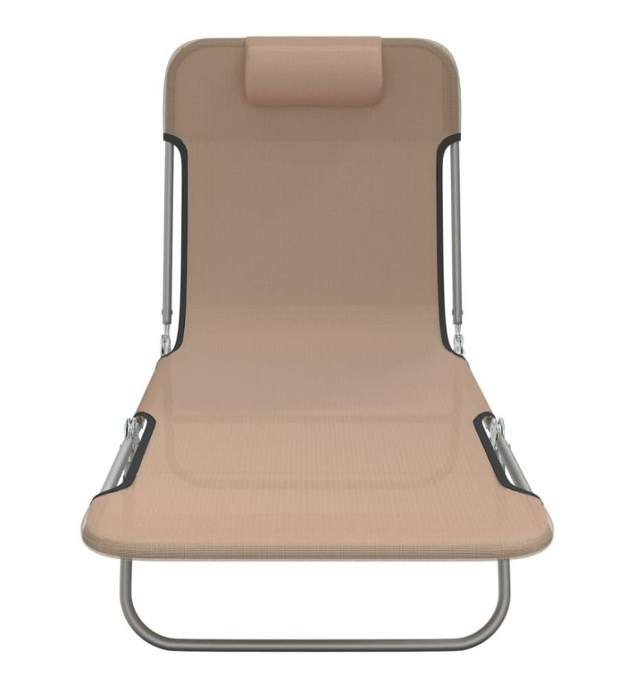 vidaXL Sonnenliegen Klappbar 2 Stk. Taupe Textilene und Stahl