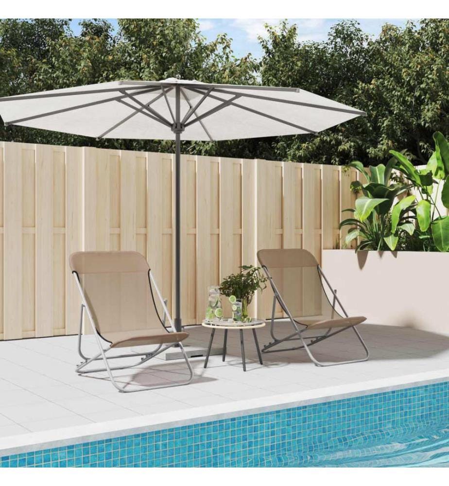 vidaXL Strandstühle 2 Stk. Taupe Textilene & Pulverbeschichteter Stahl