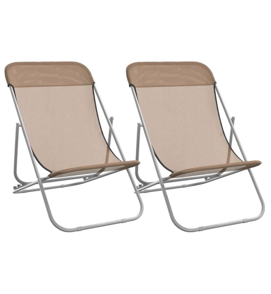 vidaXL Strandstühle 2 Stk. Taupe Textilene & Pulverbeschichteter Stahl