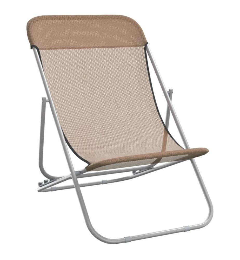 vidaXL Strandstühle 2 Stk. Taupe Textilene & Pulverbeschichteter Stahl