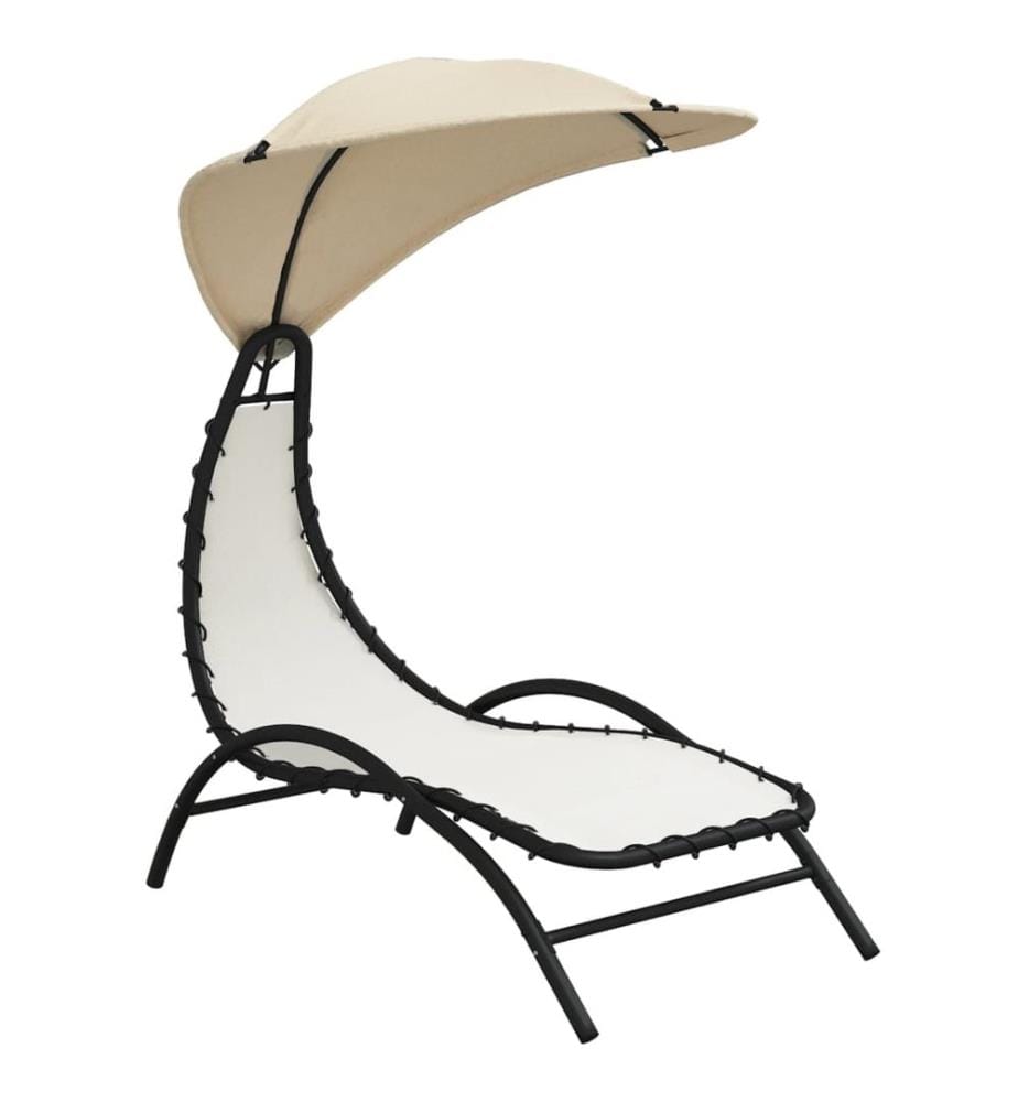 vidaXL Sonnenliege mit Dach Creme 167x80x195 cm Stoff und Stahl