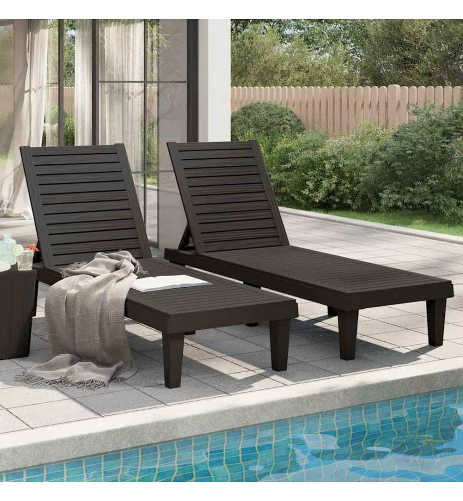 vidaXL Sonnenliegen 2 Stk. Schwarz 155x58x83 cm Polypropylen