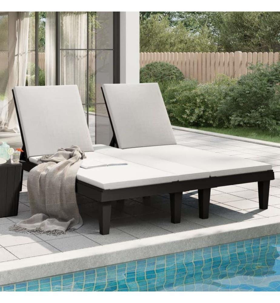 vidaXL Doppel-Sonnenliege Schwarz 155x138x83 cm Polypropylen