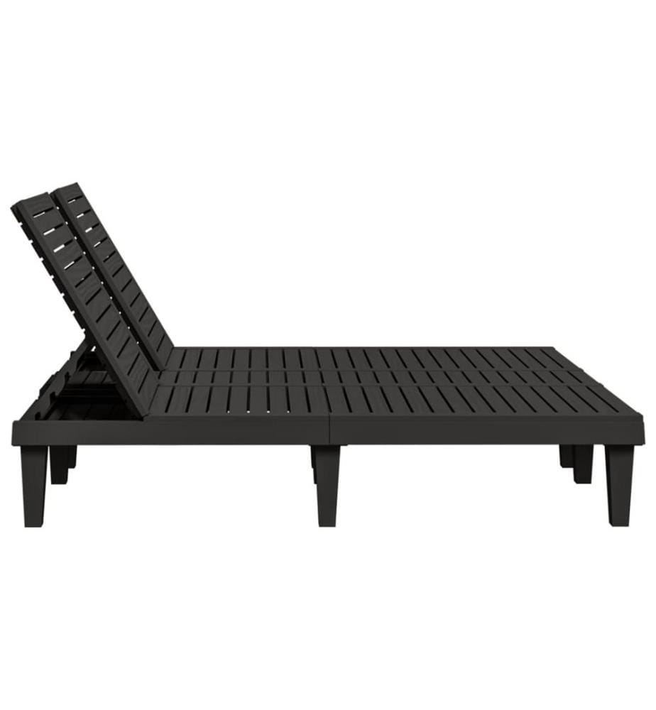 vidaXL Doppel-Sonnenliege Schwarz 155x138x83 cm Polypropylen