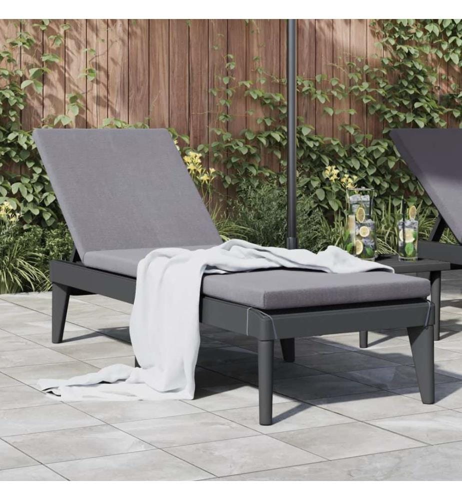 vidaXL Sonnenliege mit Auflage Anthrazit 186x60x29 cm PP