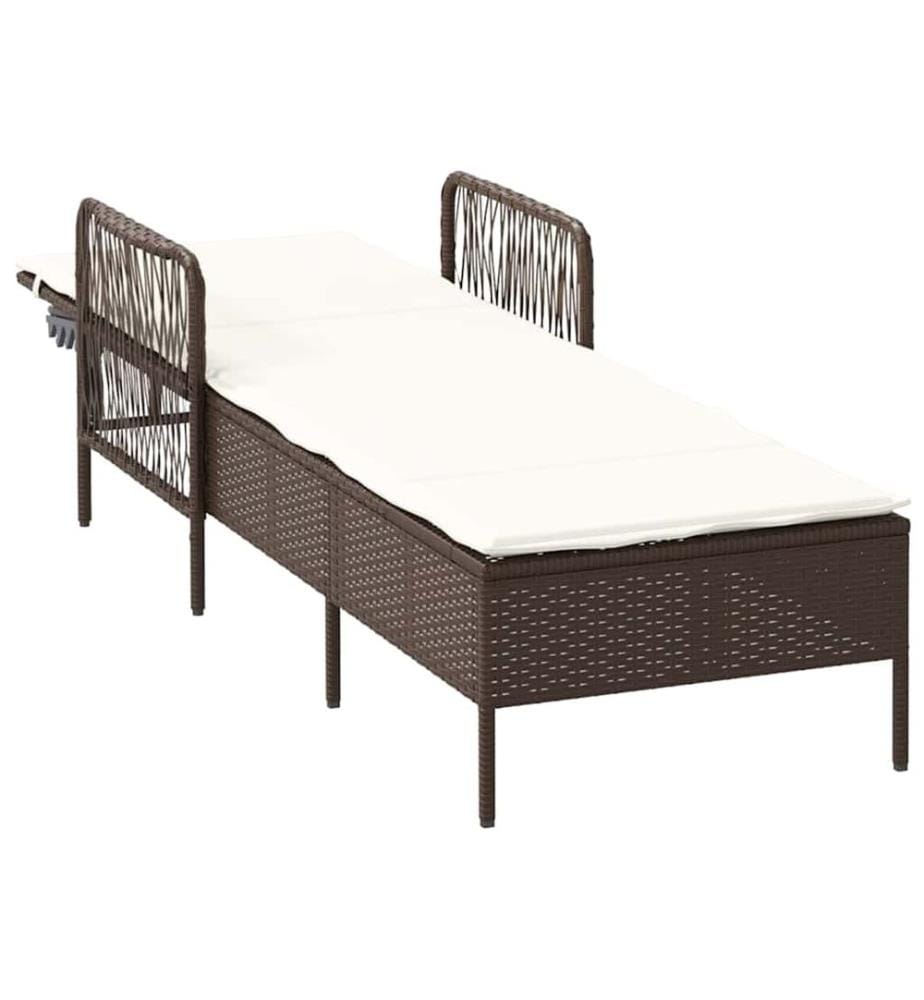 vidaXL Sonnenliege Braun und Creme Weiss 55 x 200 x 92 cm Poly-Rattan