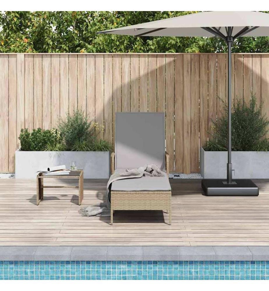 vidaXL Sonnenliege Beige und Hellgrau 200 x 55 x 92 cm Poly-Rattan