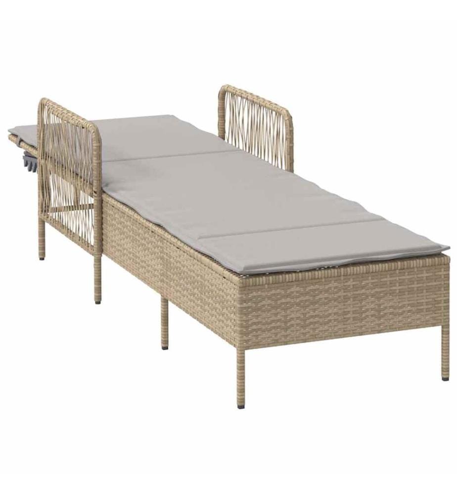 vidaXL Sonnenliege Beige und Hellgrau 200 x 55 x 92 cm Poly-Rattan