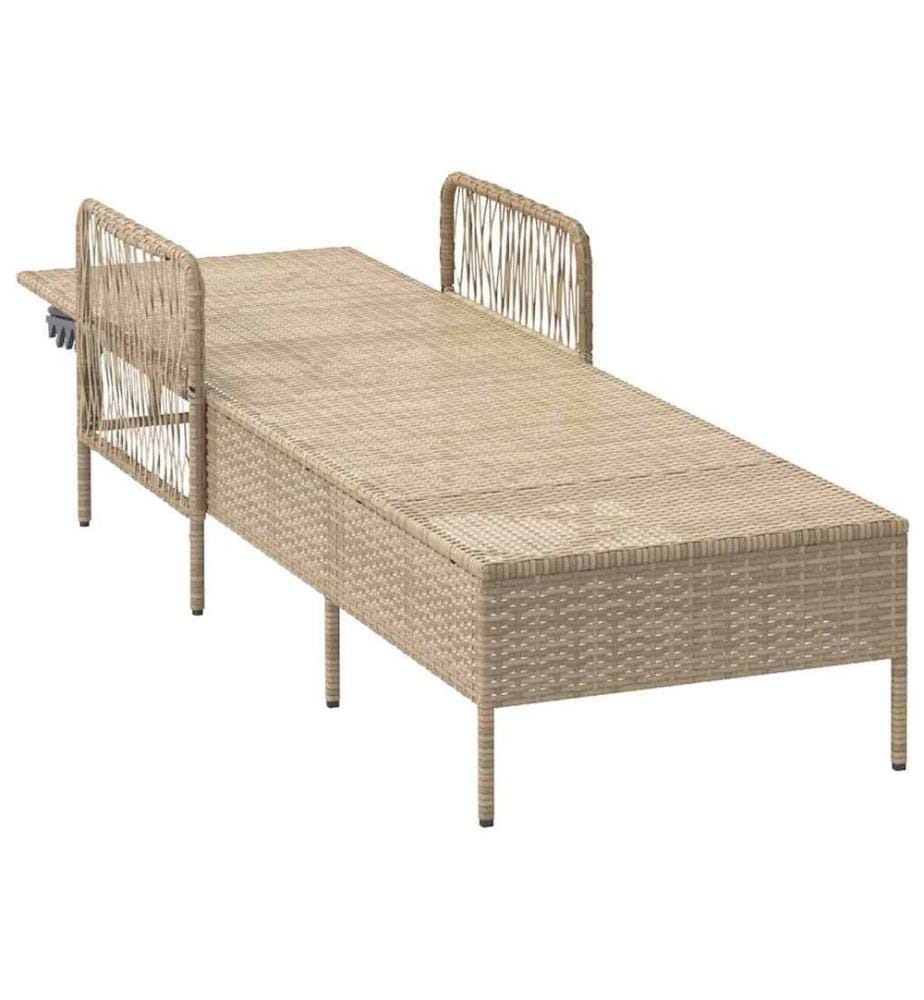vidaXL Sonnenliege Beige und Hellgrau 200 x 55 x 92 cm Poly-Rattan