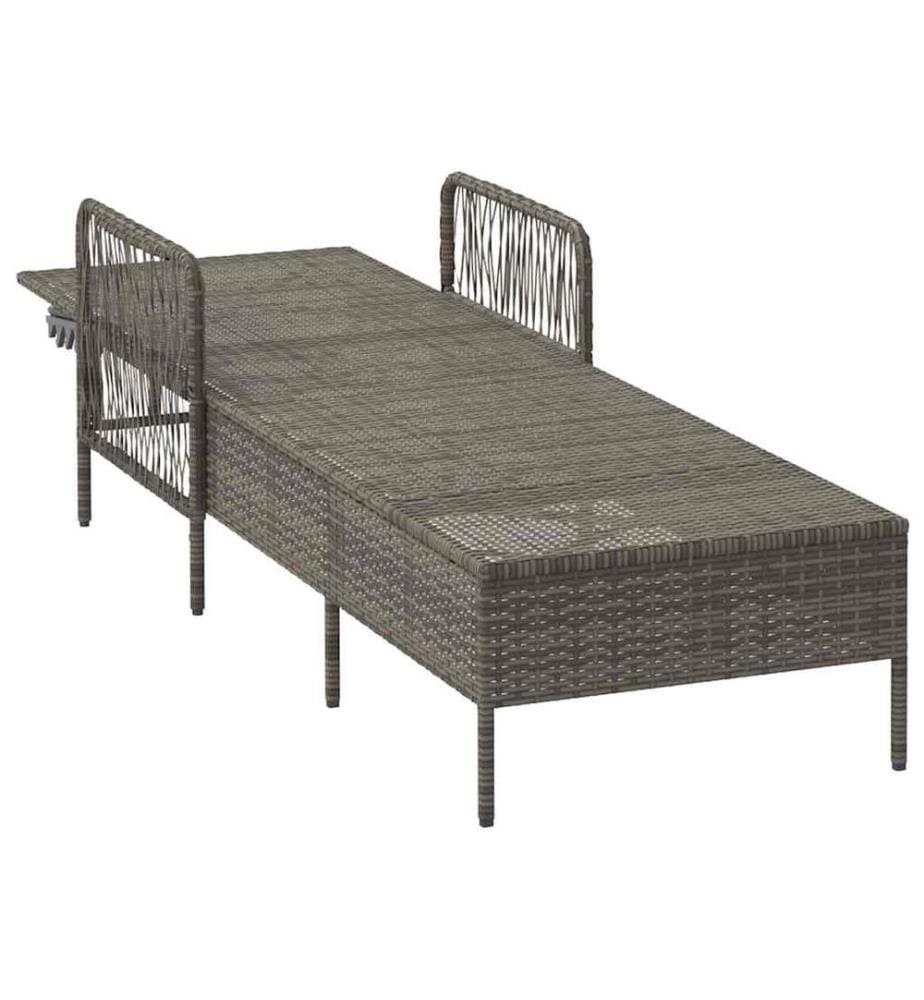 vidaXL Sonnenliege Grau und Marineblau 200 x 55 x 92 cm Poly-Rattan