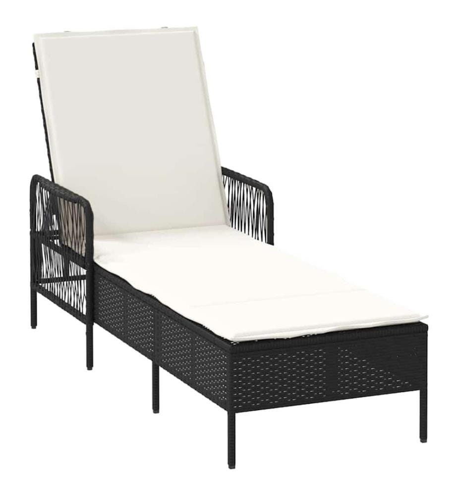 vidaXL Sonnenliege 3 pcs Schwarz und Cremeweiss 55 x 200 x 92 cm