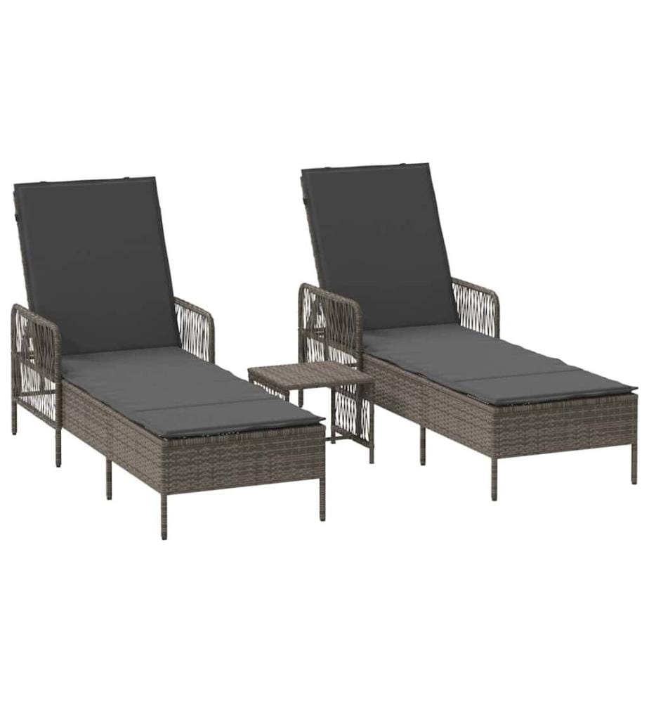 vidaXL Sonnenliege 3 pcs Grau und Dunkelgrau 55 x 200 x 92 cm