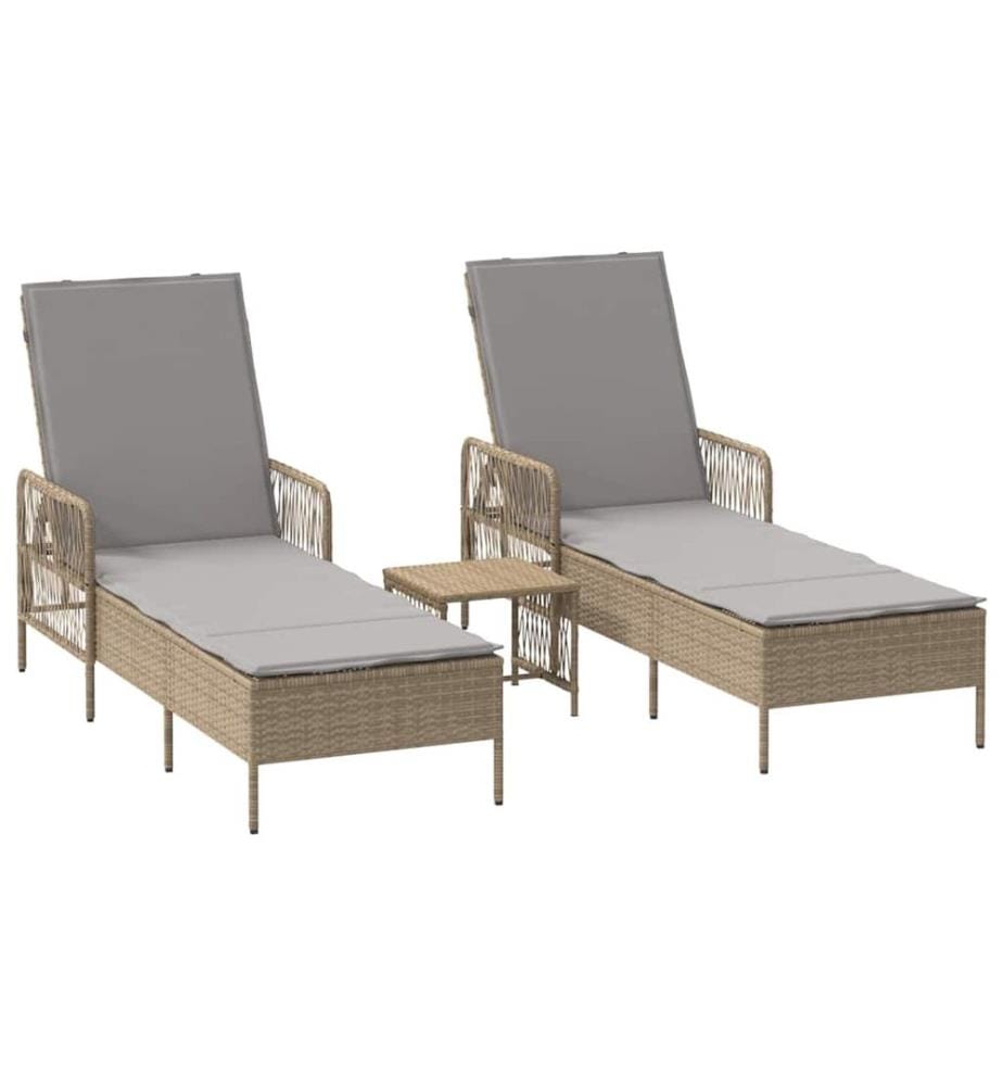 vidaXL Sonnenliege 3 pcs Beige und Hellgrau 200 x 55 x 92 cm