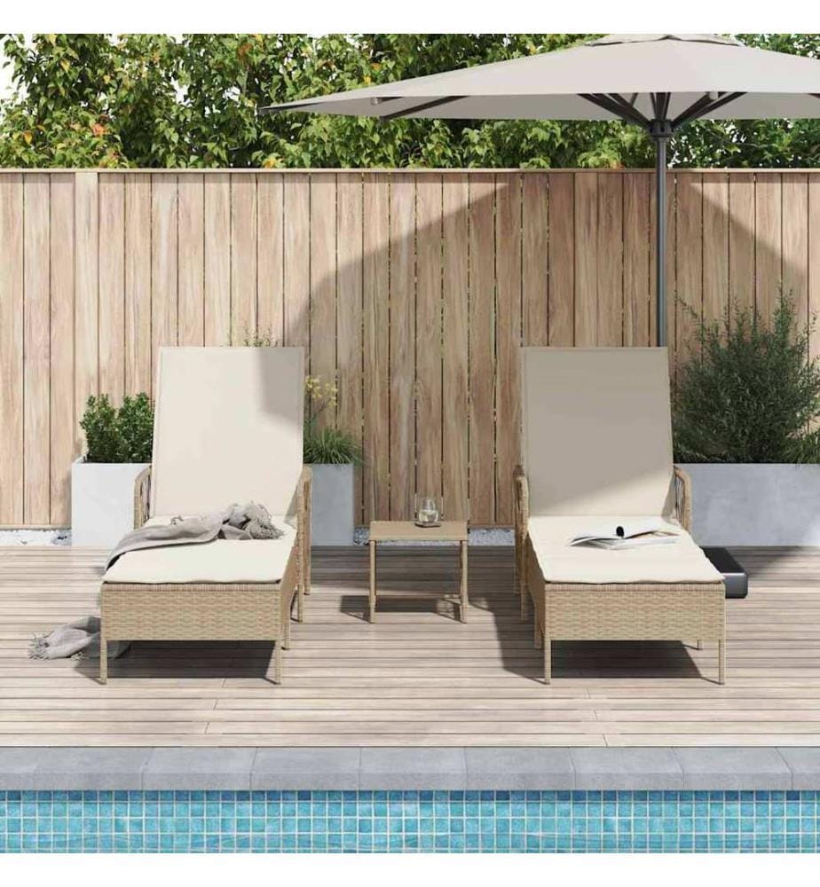vidaXL Sonnenliege 3 pcs Beige und Cremeweiss 55 x 200 x 92 cm