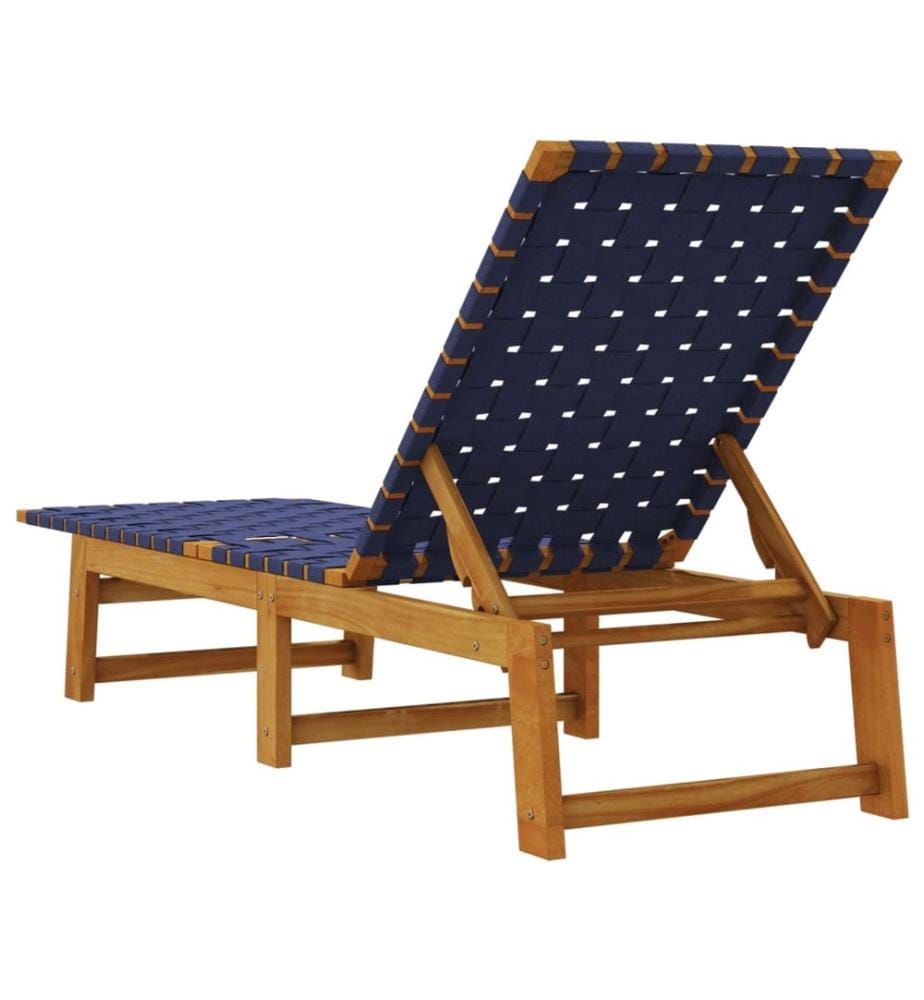 vidaXL Sonnenliege Dunkelblau Massivholz Akazie und Stoff