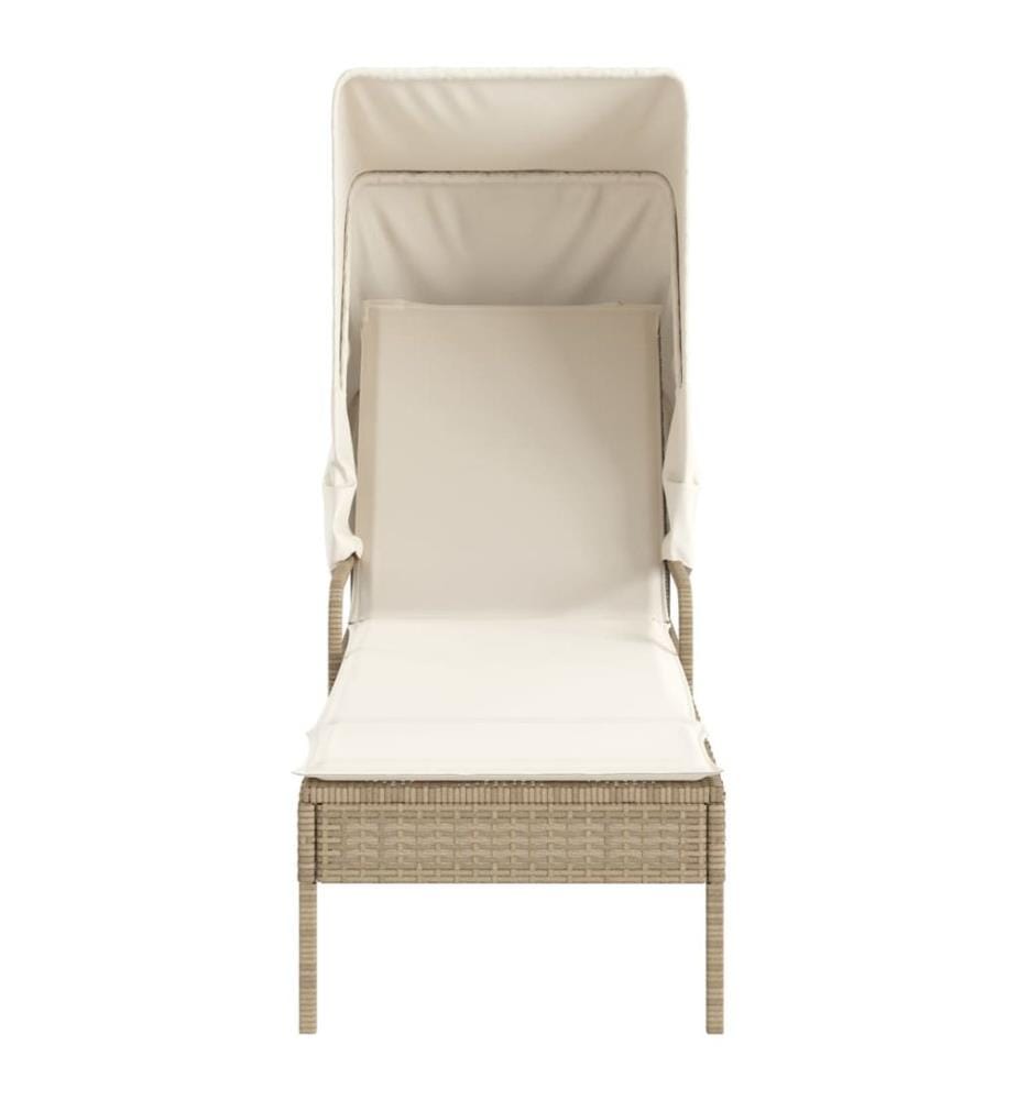 vidaXL Sonnenliege mit Dach Beige Poly Rattan