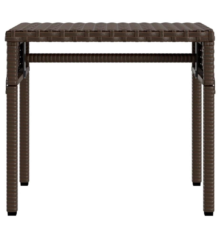 vidaXL Sonnenliege mit Dach und Tisch Braun Poly Rattan