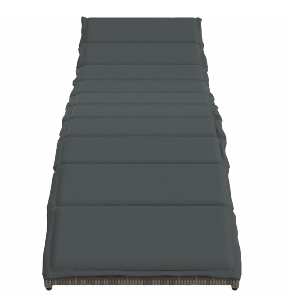 vidaXL Sonnenliege mit Kissen Grau 55x199x50 cm Poly Rattan