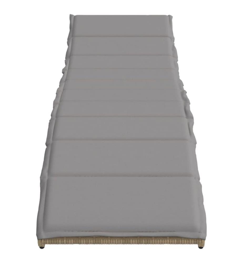 vidaXL Sonnenliege mit Kissen Beige 55x199x50 cm Poly Rattan