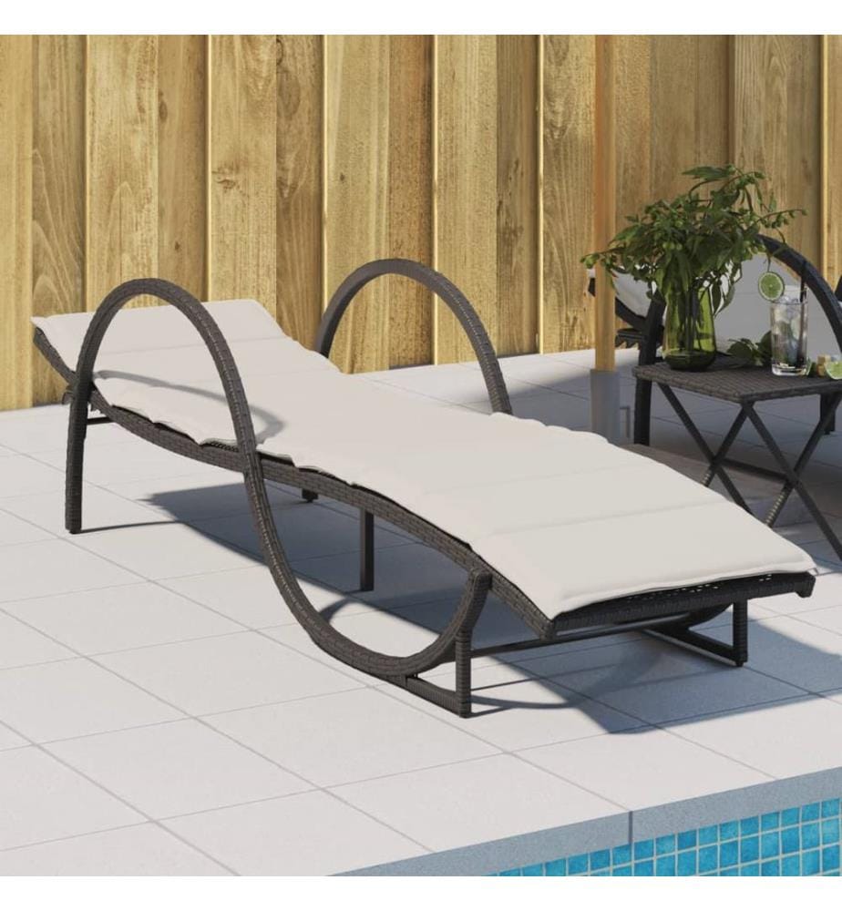 vidaXL Sonnenliege mit Auflage Schwarz 60x199x42 cm Poly Rattan