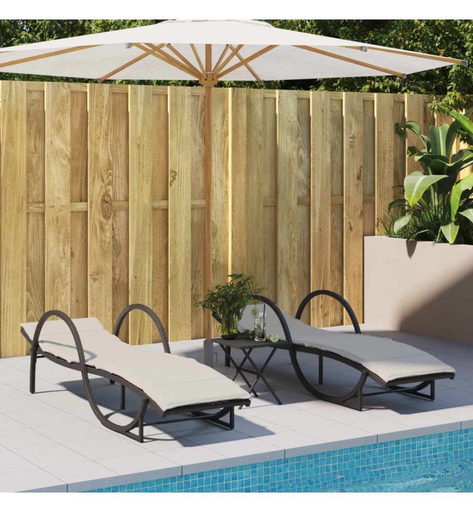 vidaXL Sonnenliege mit Auflage Schwarz 60x199x42 cm Poly Rattan