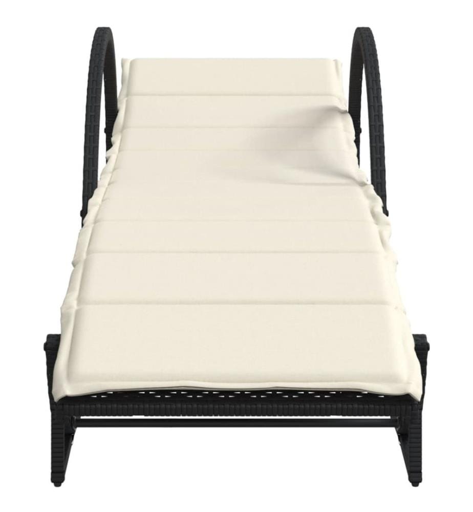 vidaXL Sonnenliege mit Auflage Schwarz 60x199x42 cm Poly Rattan