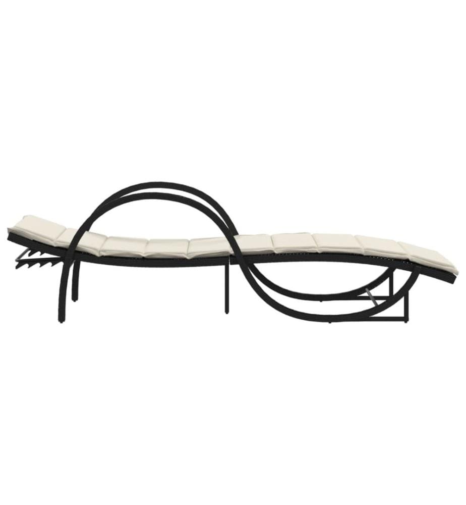 vidaXL Sonnenliege mit Auflage Schwarz 60x199x42 cm Poly Rattan