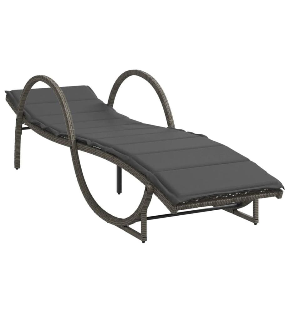 vidaXL Sonnenliege mit Auflage Grau 60x199x42 cm Poly Rattan