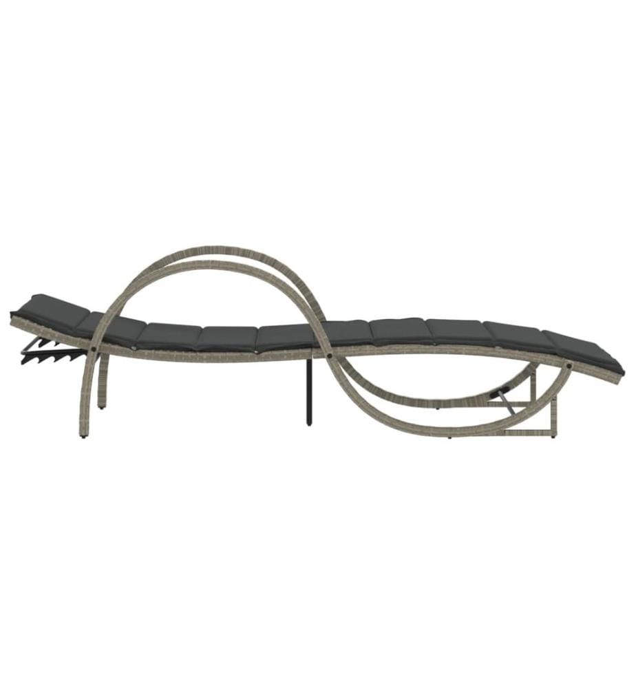 vidaXL Sonnenliege mit Auflage Hellgrau 60x199x42 cm Poly Rattan