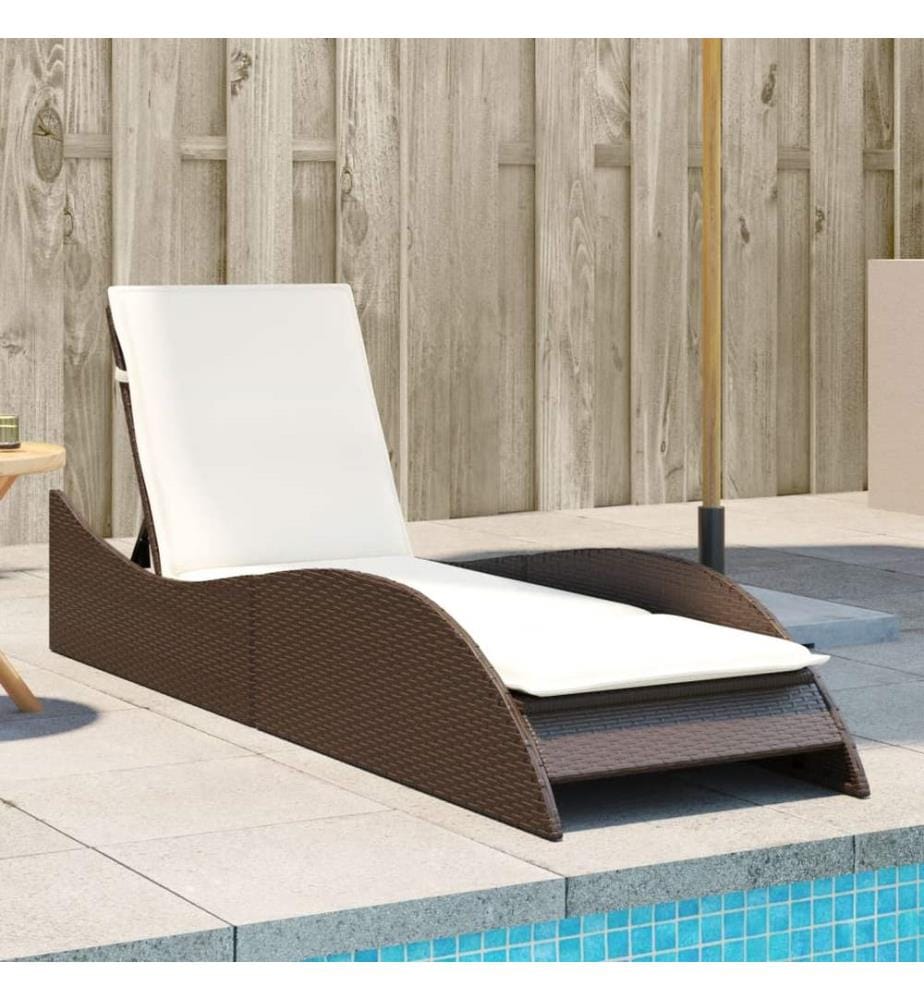 vidaXL Sonnenliege mit Auflage Braun 60x205x73 cm Poly Rattan
