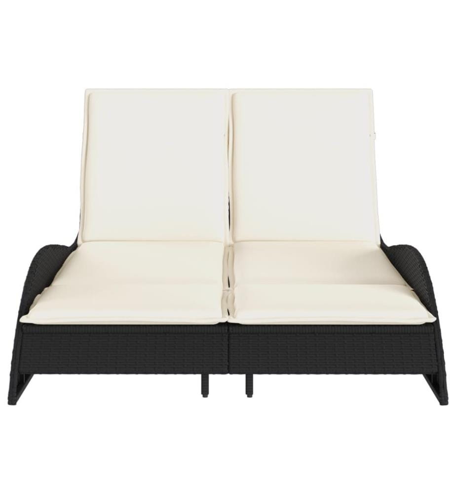 vidaXL Sonnenliege mit Auflagen Schwarz 114x205x73 cm Poly Rattan