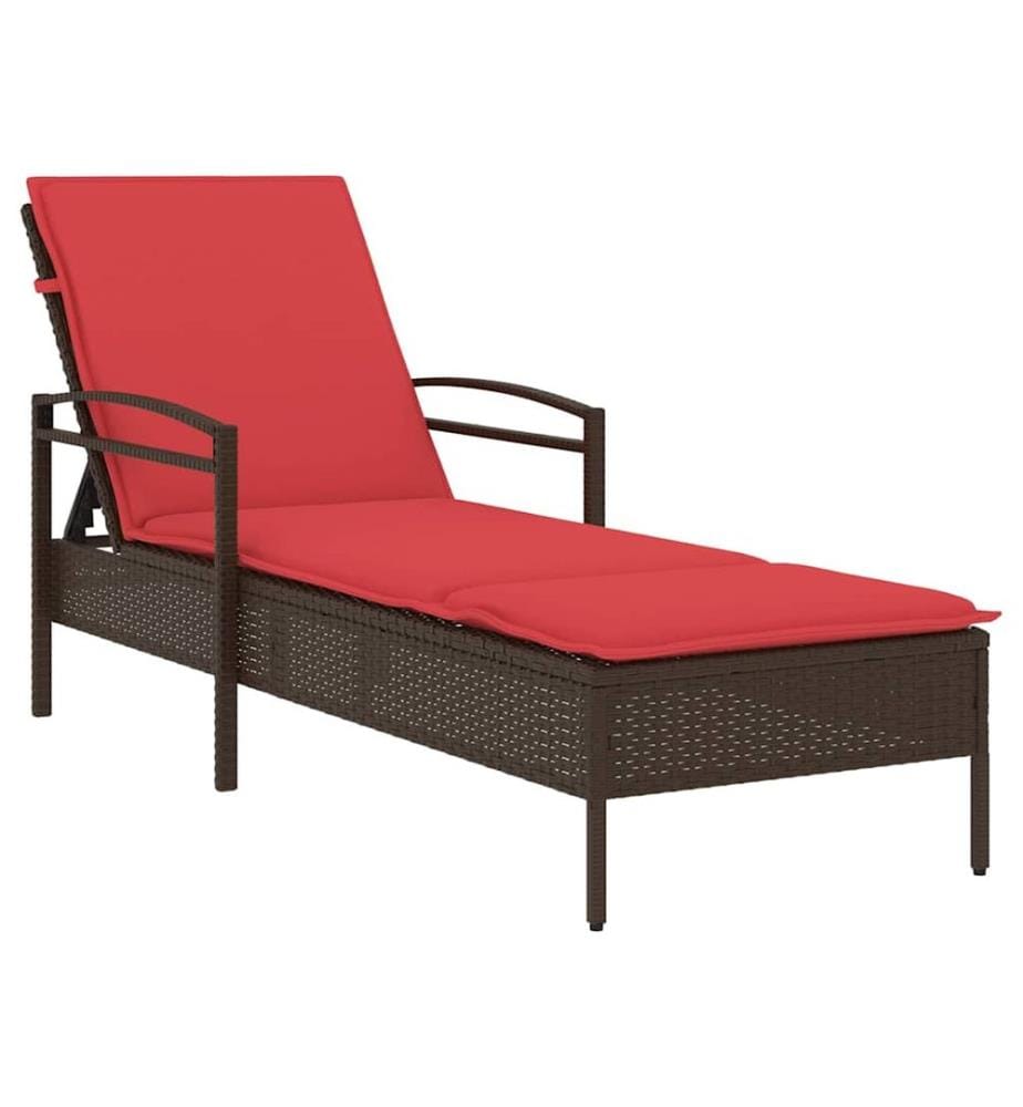 vidaXL | Sonnenliege | mit Kissen Braun 63 x 200 x 81 cm Poly-Rattan