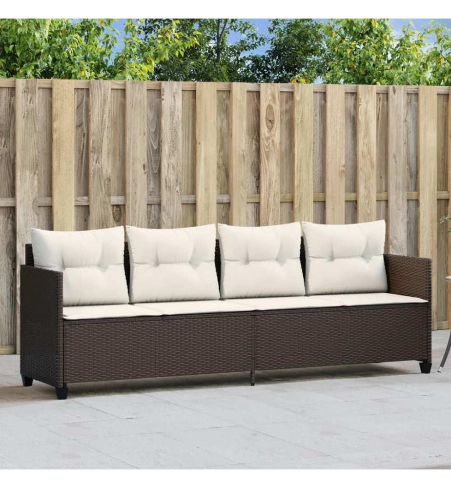 vidaXL Sonnenliege mit Kissen Braun Poly Rattan
