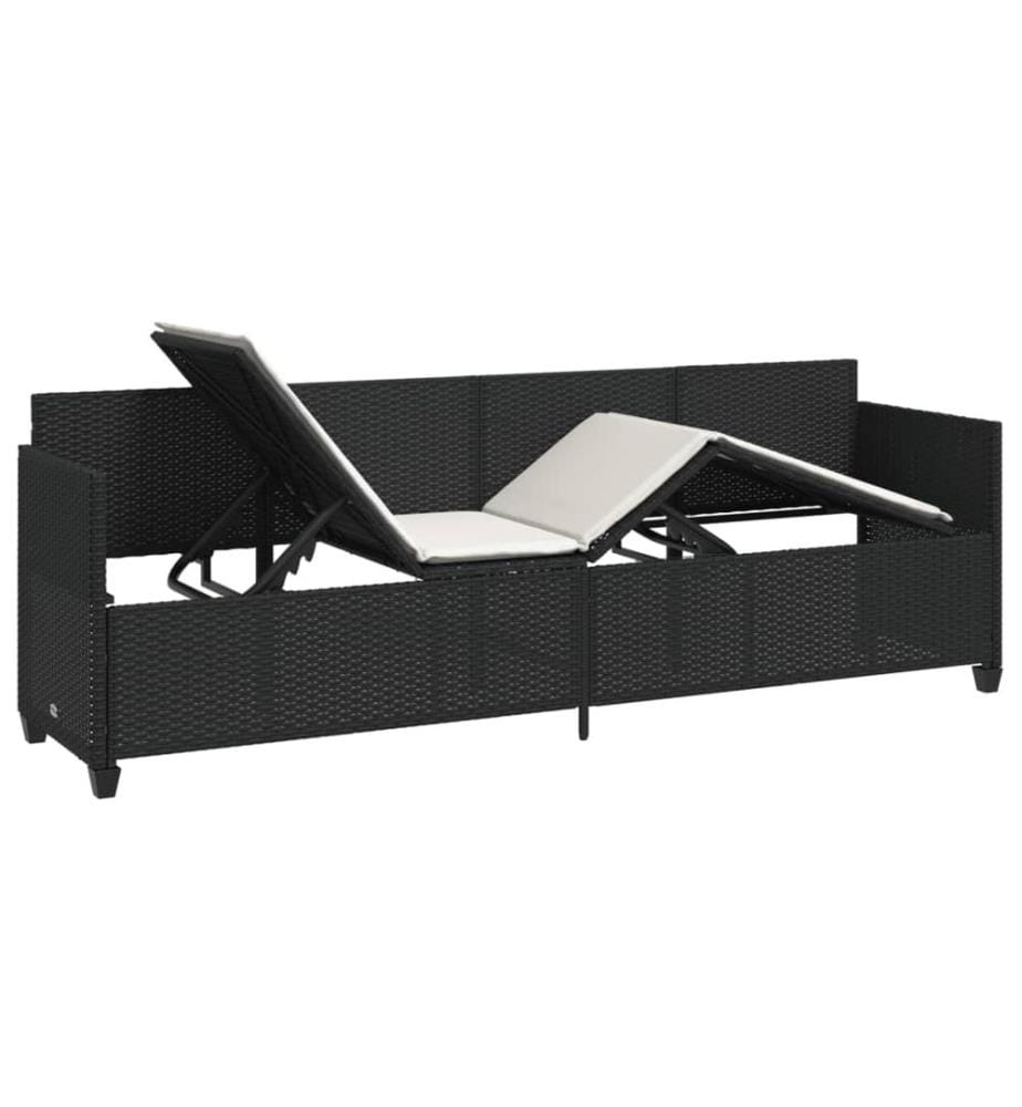 vidaXL Sonnenliege mit Kissen Schwarz Poly Rattan