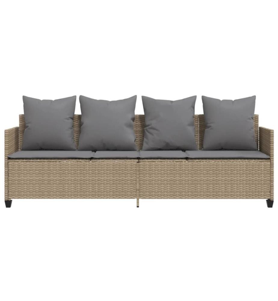 vidaXL Sonnenliege mit Kissen Beige Poly Rattan