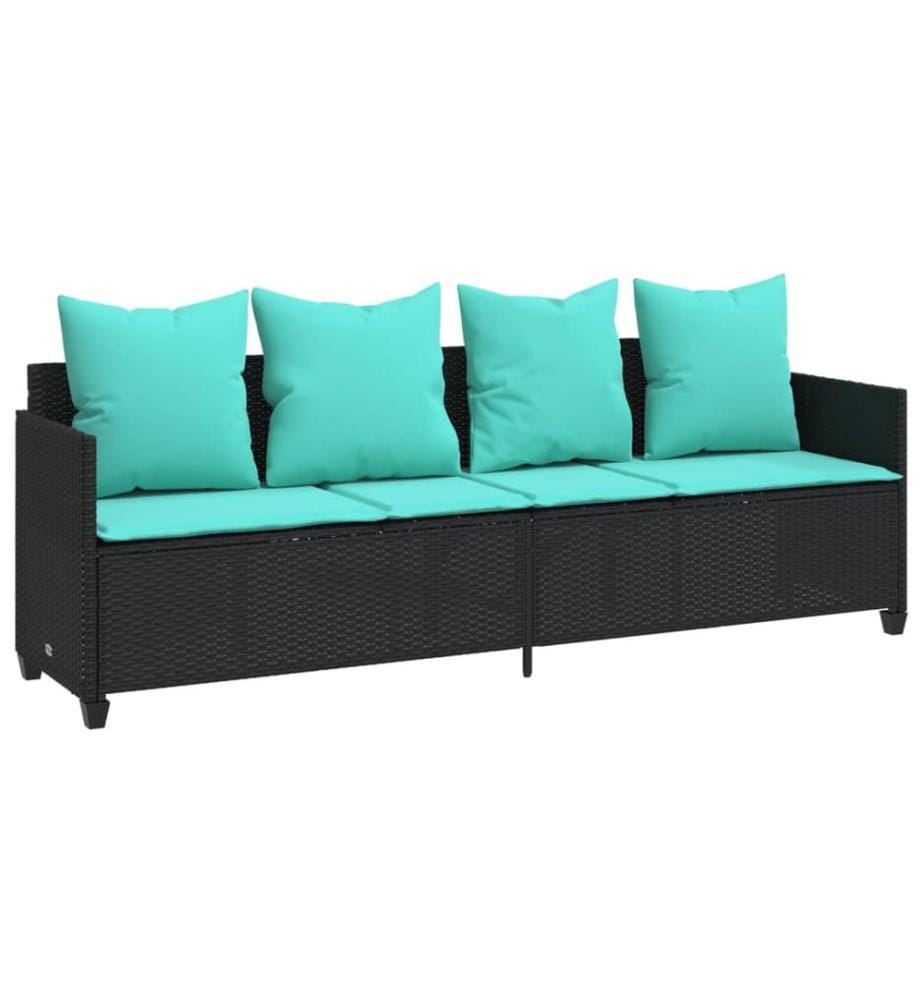 vidaXL Sonnenliege mit Kissen Schwarz Poly Rattan