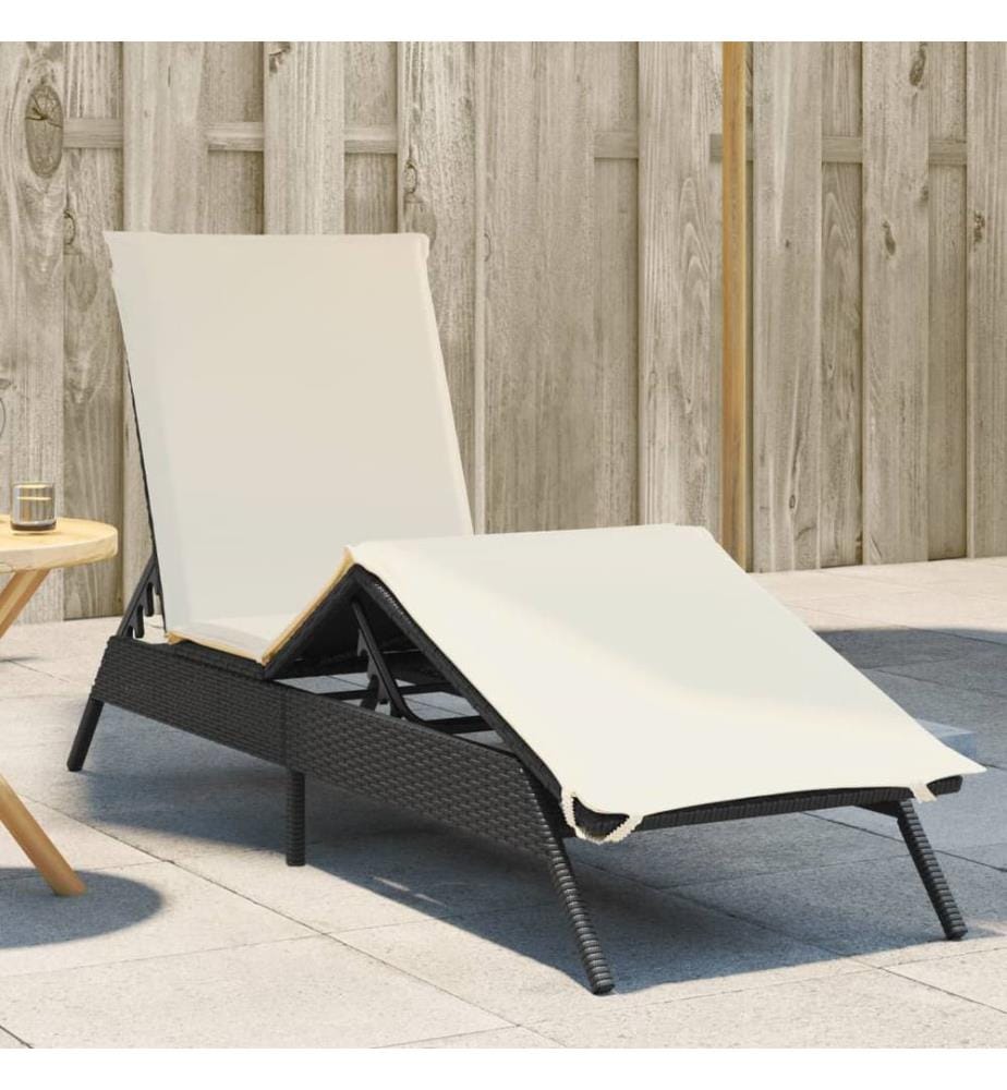 vidaXL Sonnenliege mit Auflage Schwarz Poly-Rattan