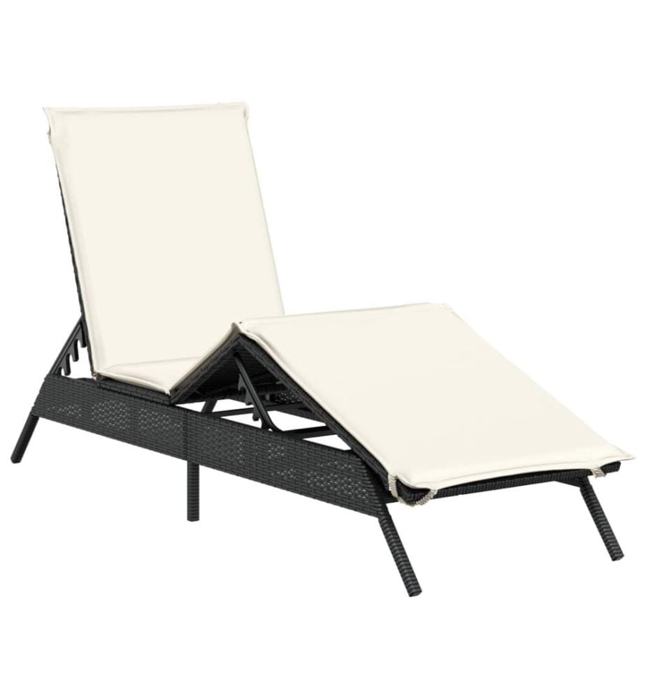 vidaXL Sonnenliege mit Auflage Schwarz Poly-Rattan