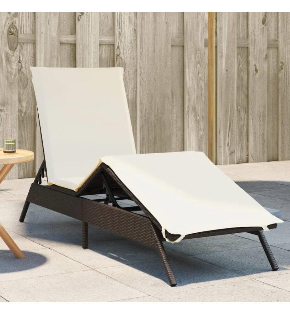 vidaXL Sonnenliege mit Auflage Braun Poly Rattan