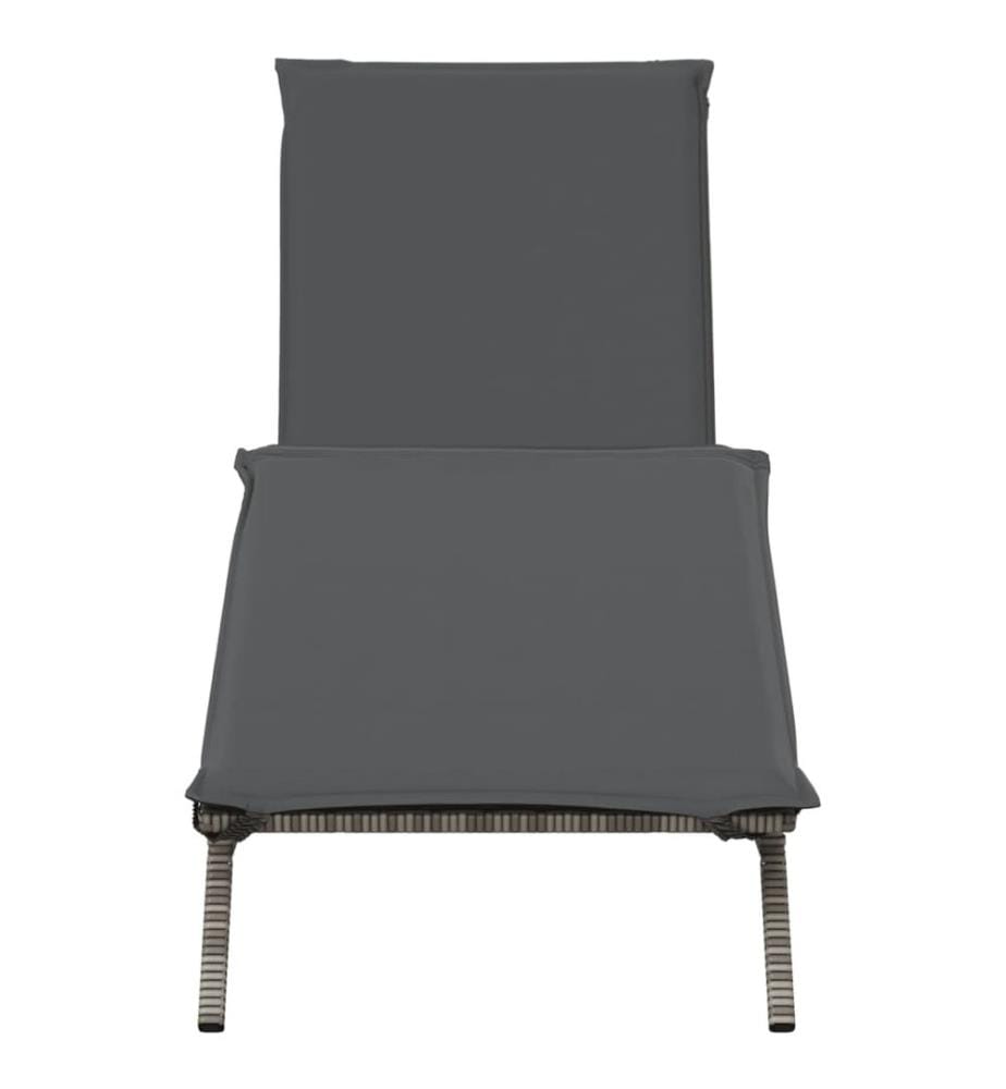 vidaXL Sonnenliege mit Auflage Grau Poly Rattan