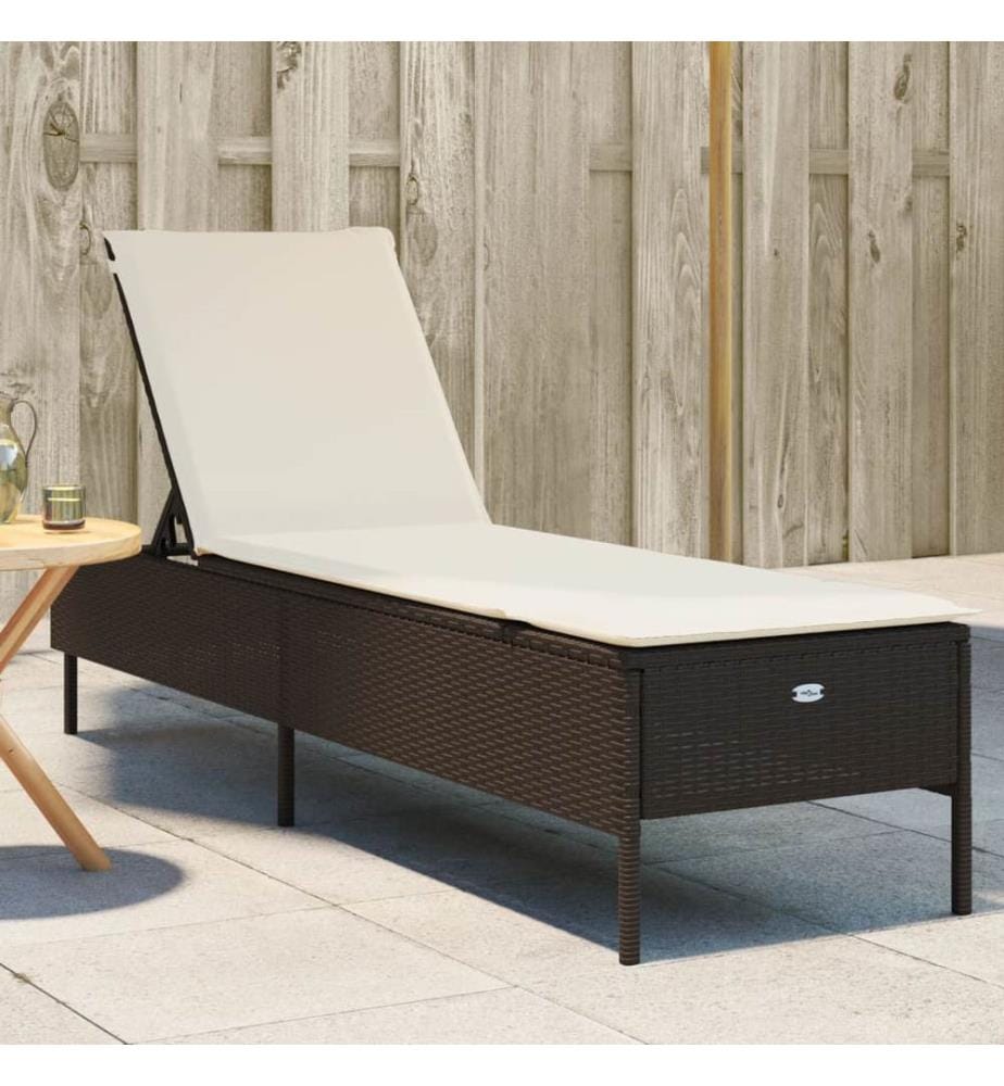 vidaXL Sonnenliege mit Auflage Braun Poly Rattan