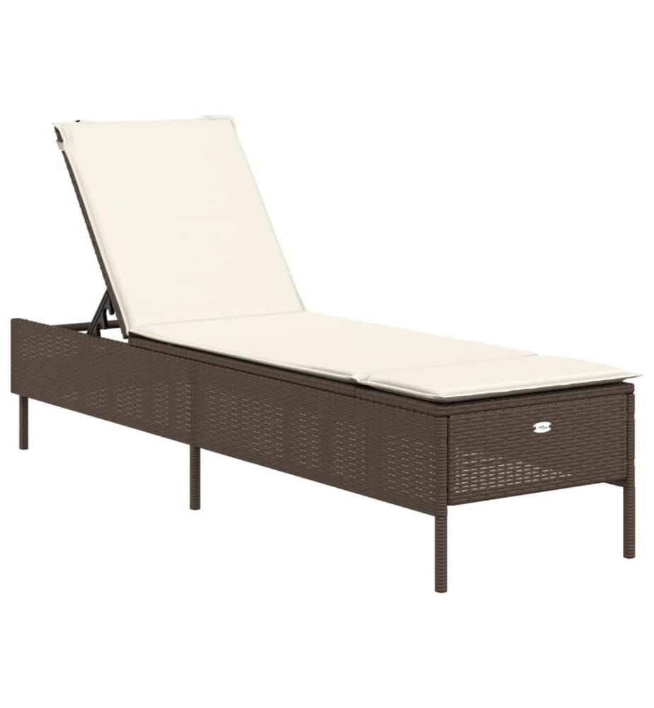 vidaXL Sonnenliege mit Auflage Braun Poly Rattan