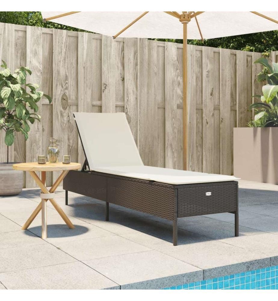 vidaXL Sonnenliege mit Auflage Braun Poly Rattan