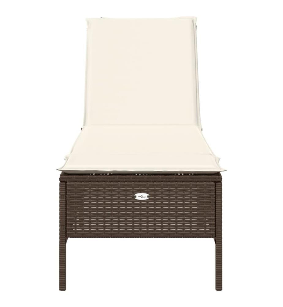 vidaXL Sonnenliege mit Auflage Braun Poly Rattan