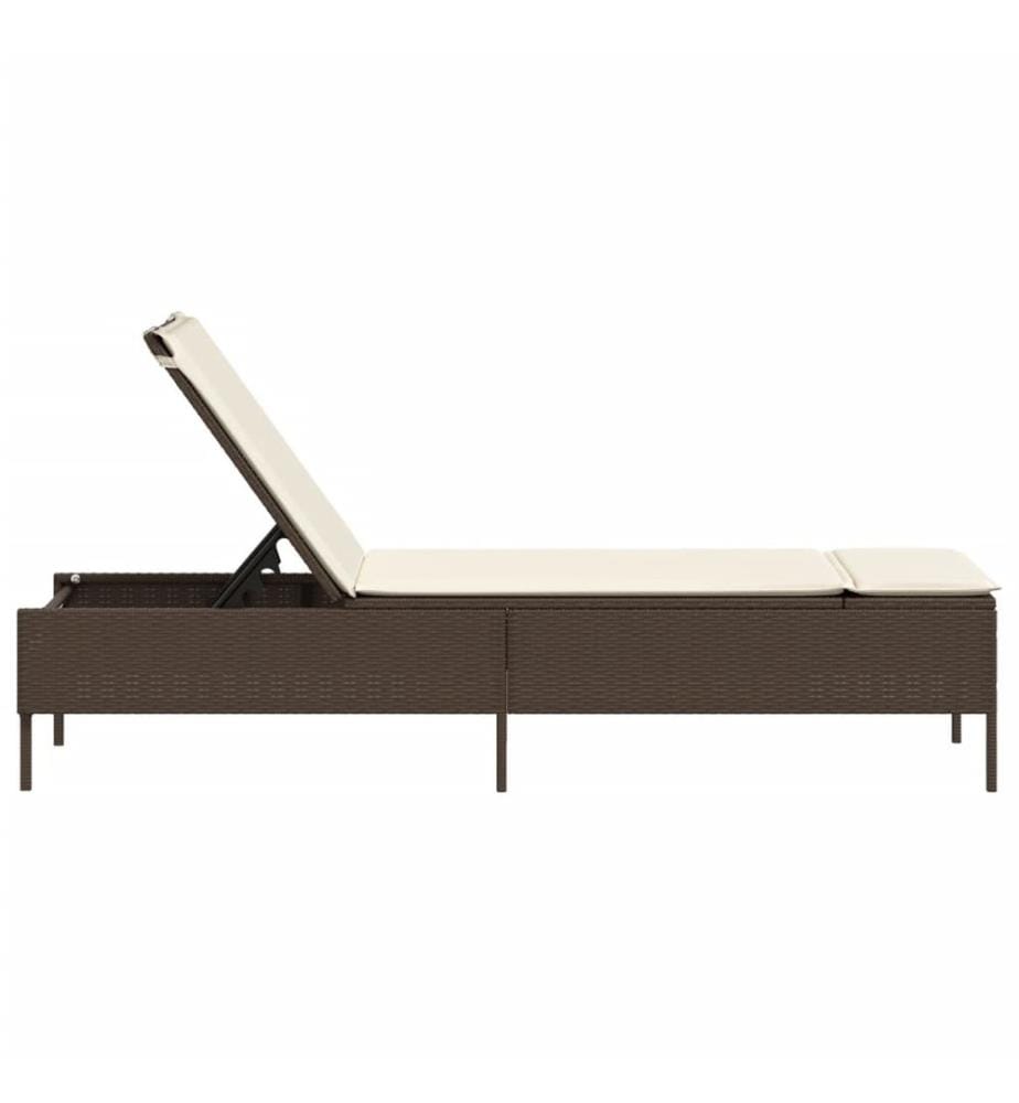 vidaXL Sonnenliege mit Auflage Braun Poly Rattan