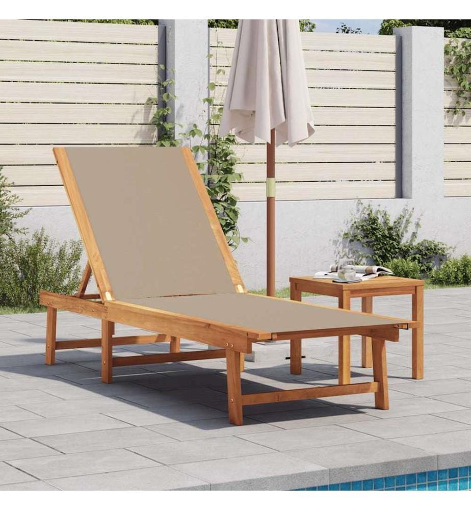 vidaXL Sonnenliege Taupe Massivholz Akazie und Textilene